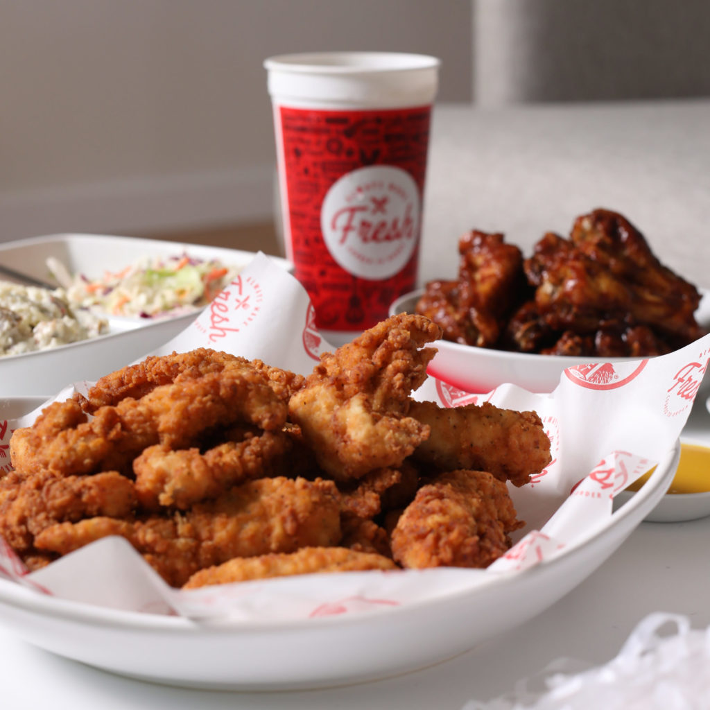 Slim Chickens Get your game face on. We make it easy to feed your gameday crowd. Enjoy chicken tenders, Buffalo wings and more to score points with your biggest fans. Well played, my friend.