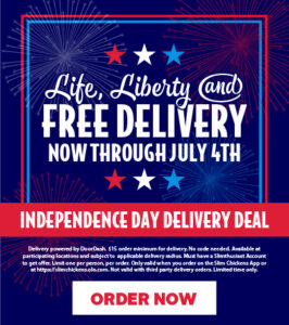 Slim Chickens July 4th Free Delivery