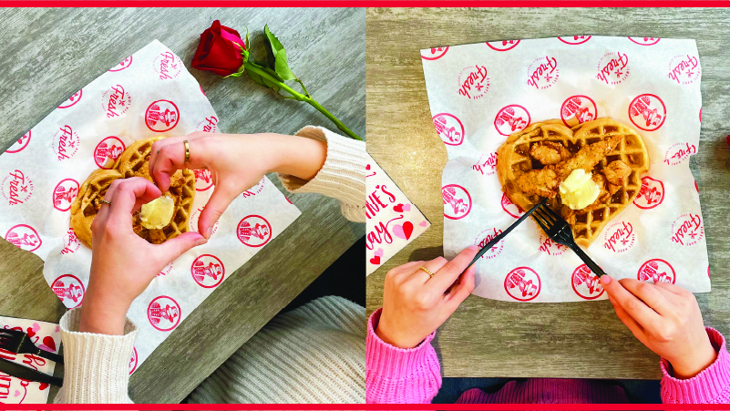 Slim Chickens Heart-Shaped Waffles At Select Locations