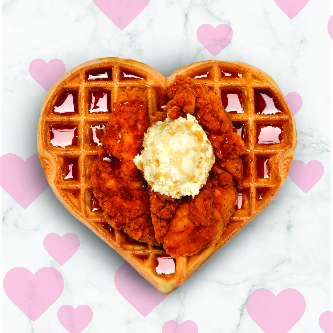 Heart-Shaped Chicken & Waffles